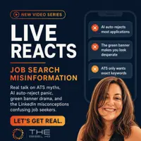 Live Reacts video series poster debunking job search misinformation